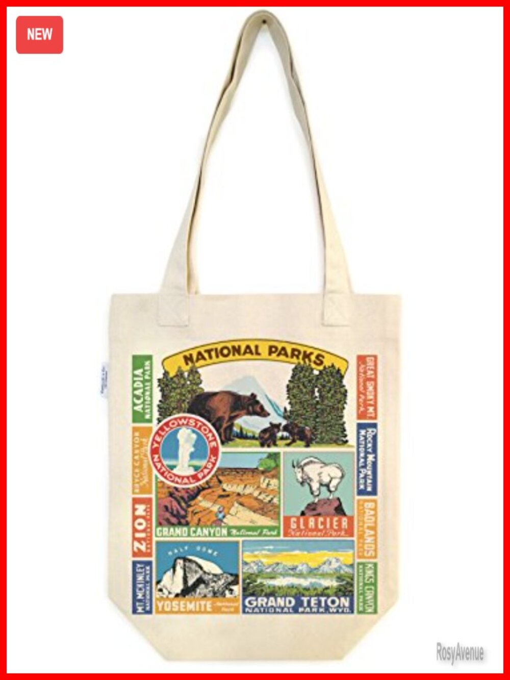 100% Cotton Canvas Tote Bag with Interior Zip Pocket - Reusable